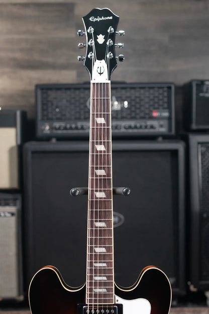 Epiphone Bonehead Signature Riviera Semi-Hollow Electric Guitar - Dark Tobacco Sunburst with Hardshell Case