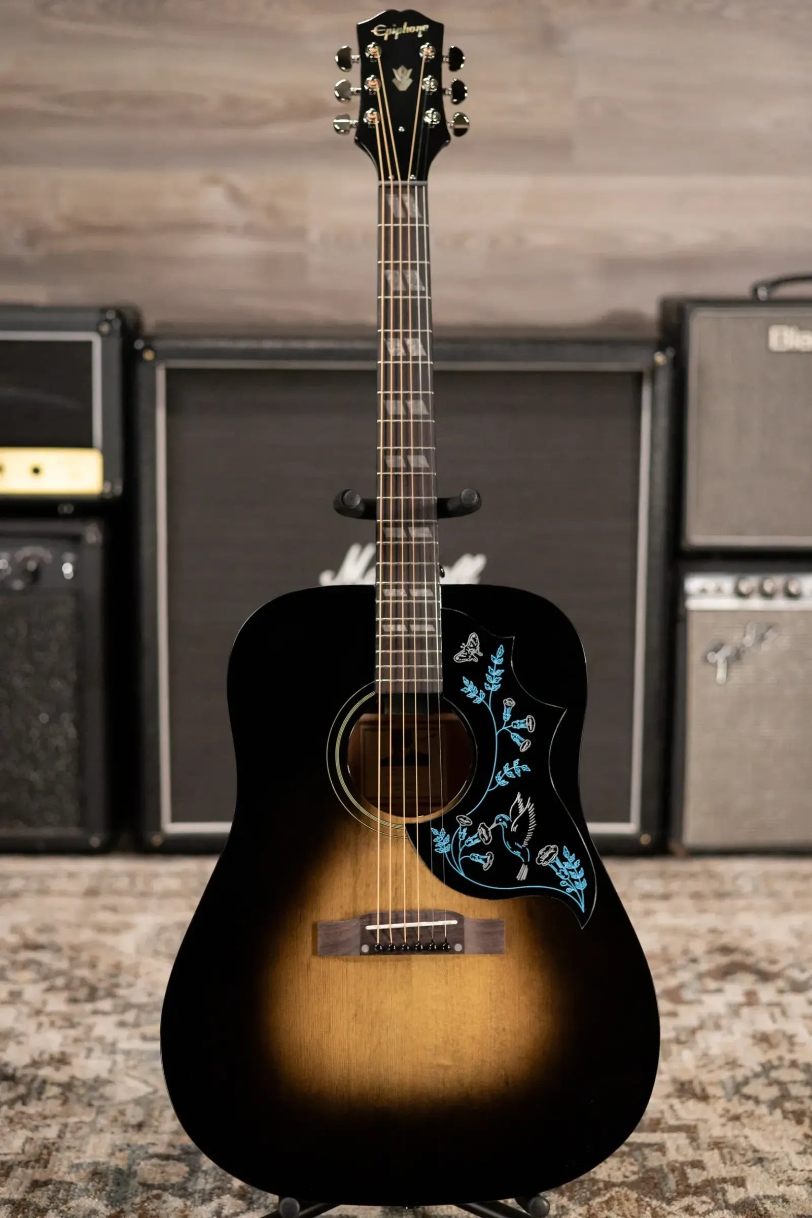 Epiphone Eric Church Signature Hummingbird Dark Studio Acoustic/Electric Guitar - Cobra Burst with Hardshell Case