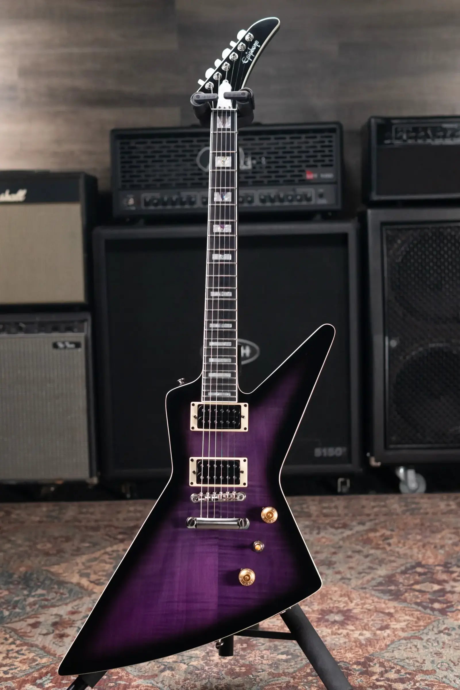 Epiphone Extura Prophecy Electric Guitar Purple Tiger Burst with Hardshell Case - Used