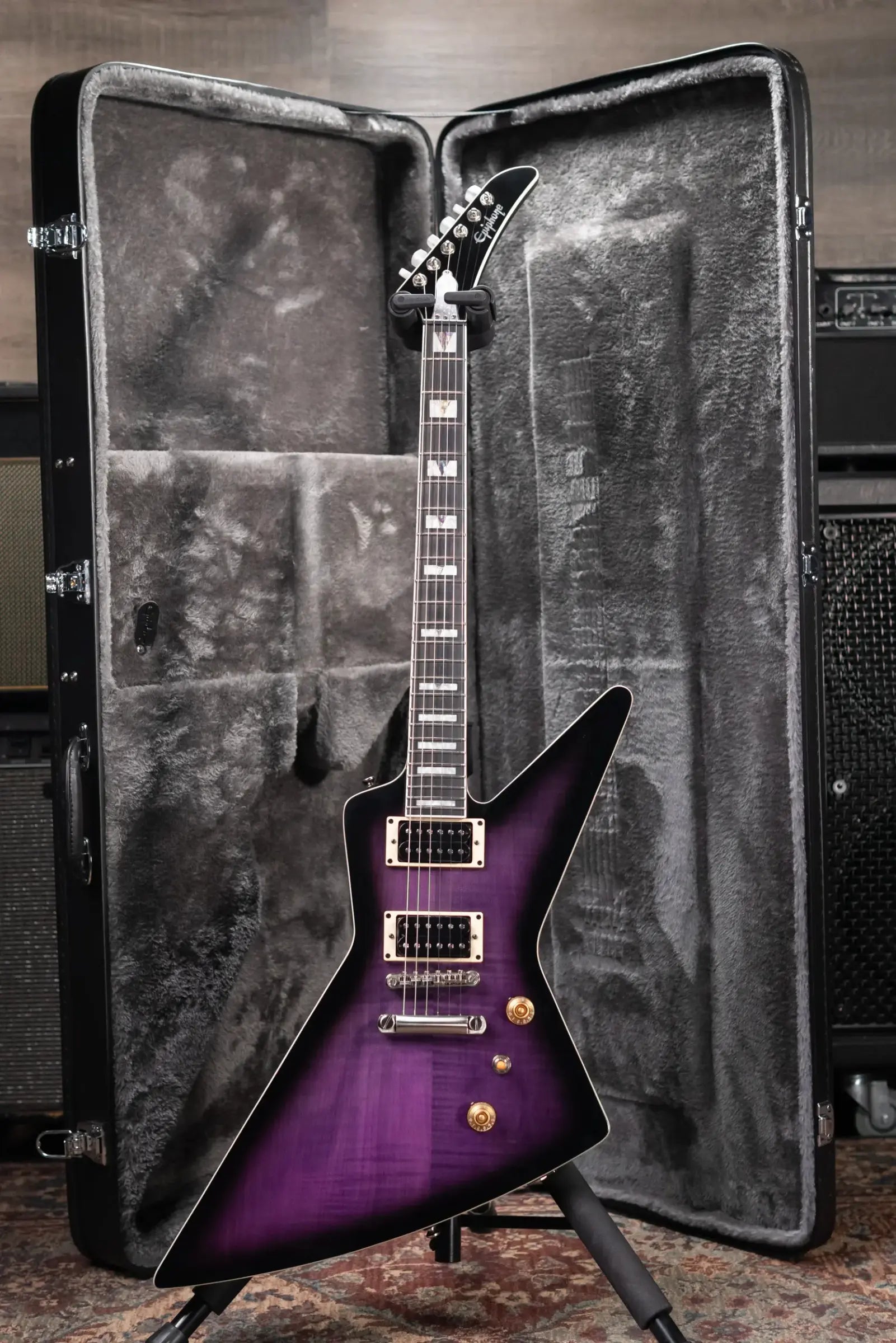 Epiphone Extura Prophecy Electric Guitar Purple Tiger Burst with Hardshell Case - Used