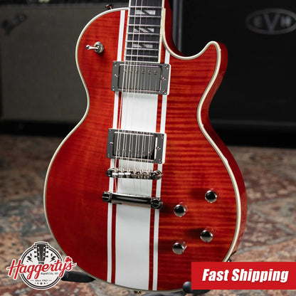Epiphone Futura Les Paul Custom AAAA Figured Electric Guitar - Rally Red with Gig Bag