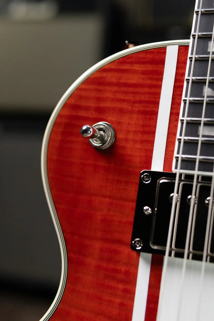 Epiphone Futura Les Paul Custom AAAA Figured Electric Guitar - Rally Red with Gig Bag