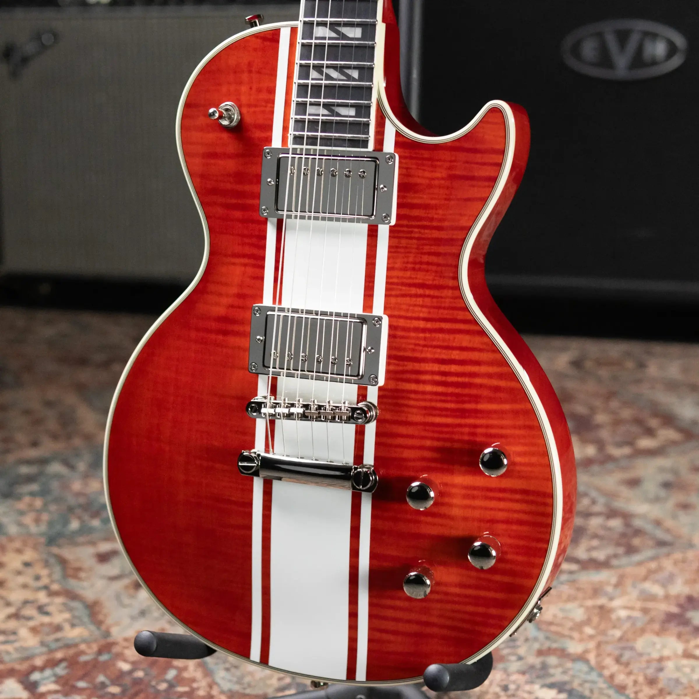 Epiphone Futura Les Paul Custom AAAA Figured Electric Guitar - Rally Red with Gig Bag