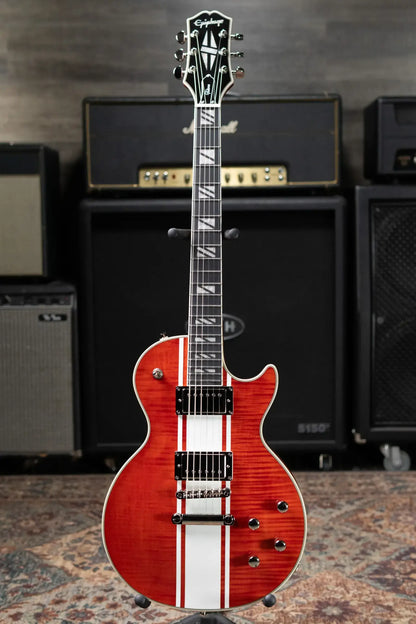 Epiphone Futura Les Paul Custom AAAA Figured Electric Guitar - Rally Red with Gig Bag