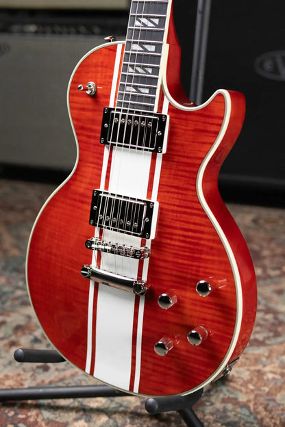 Epiphone Futura Les Paul Custom AAAA Figured Electric Guitar - Rally Red with Gig Bag