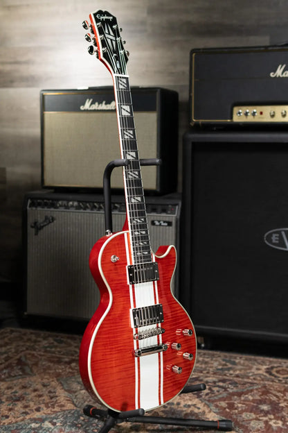 Epiphone Futura Les Paul Custom AAAA Figured Electric Guitar - Rally Red with Gig Bag