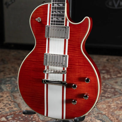 Epiphone Futura Les Paul Custom AAAA Figured Electric Guitar - Rally Red with Gig Bag