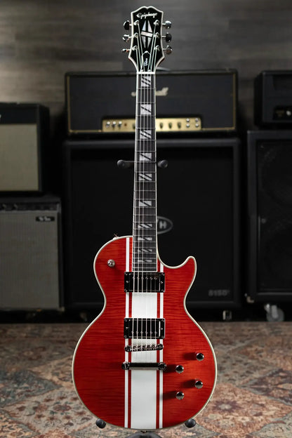 Epiphone Futura Les Paul Custom AAAA Figured Electric Guitar - Rally Red with Gig Bag