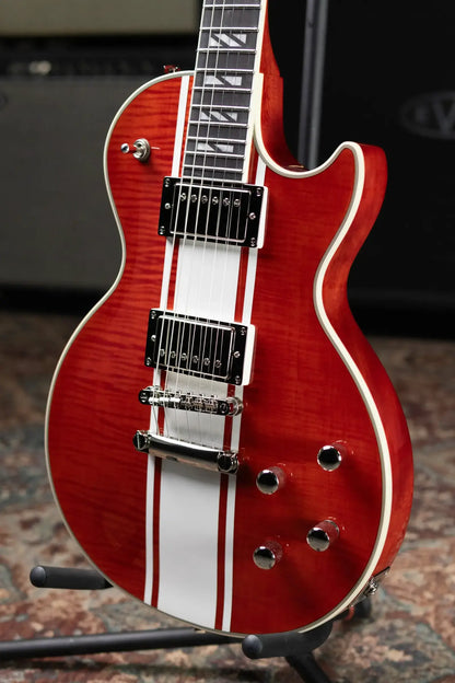 Epiphone Futura Les Paul Custom AAAA Figured Electric Guitar - Rally Red with Gig Bag