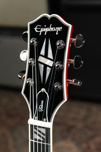 Epiphone Futura Les Paul Custom AAAA Figured Electric Guitar - Rally Red with Gig Bag