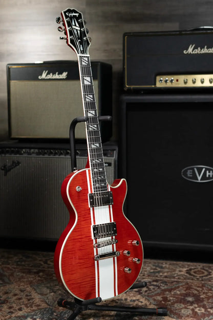 Epiphone Futura Les Paul Custom AAAA Figured Electric Guitar - Rally Red with Gig Bag