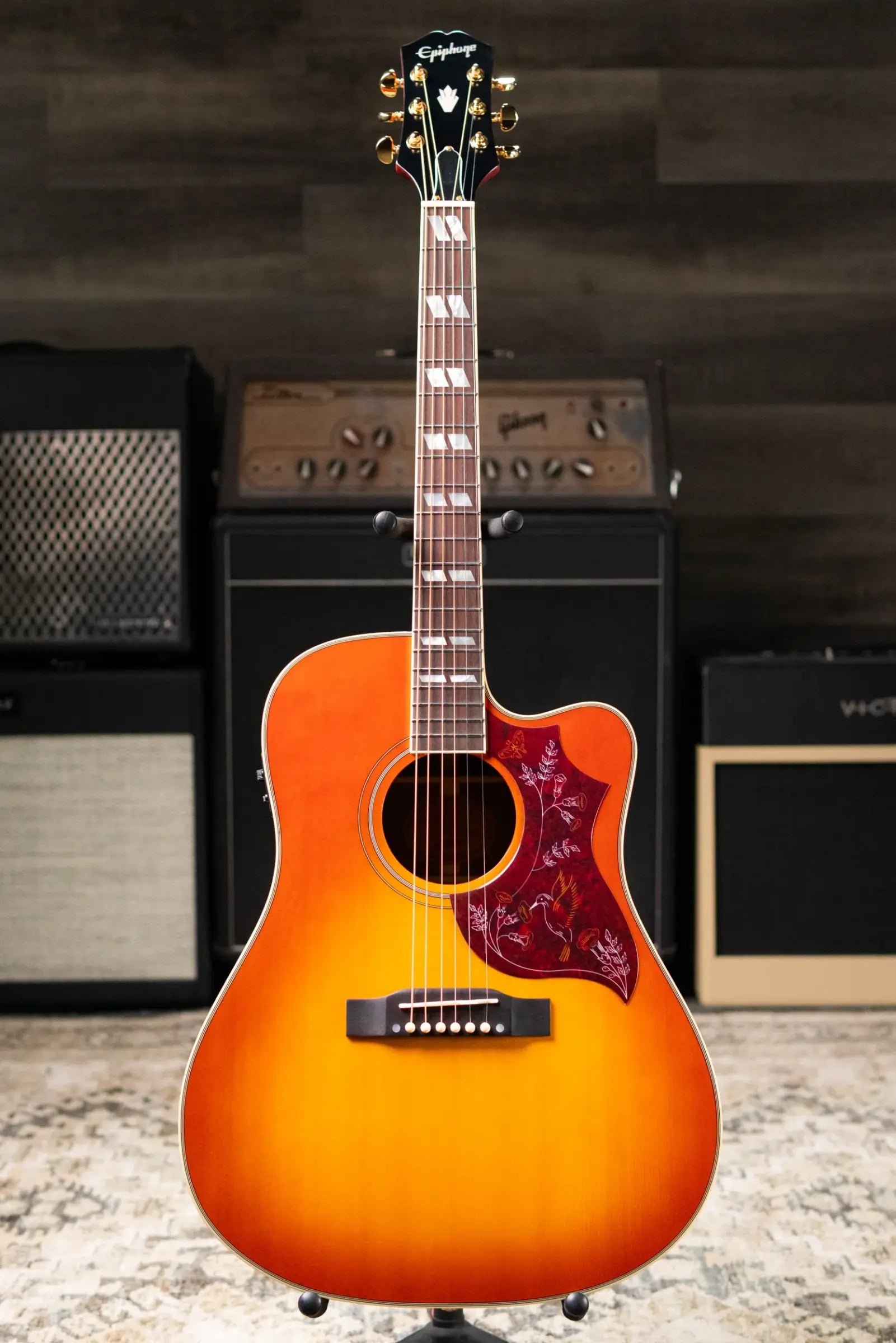 Epiphone Hummingbird Standard EC Acoustic/Electric Guitar - Cherry Sunburst