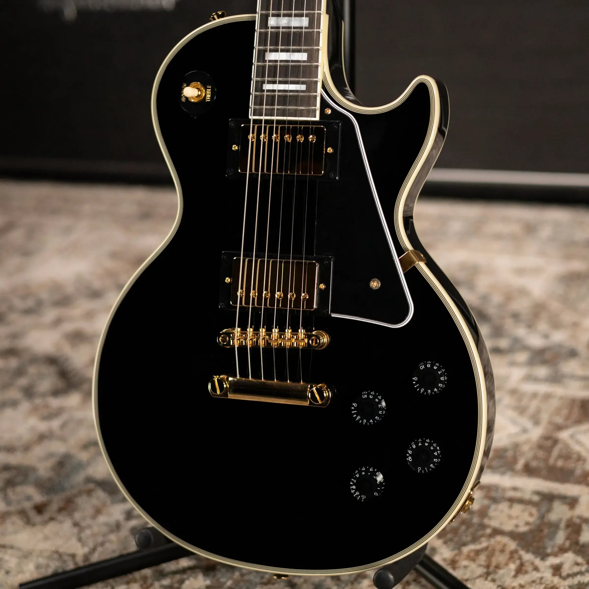 Epiphone Inspired By Gibson Les Paul Custom Electric Guitar - Ebony with Hardshell Case