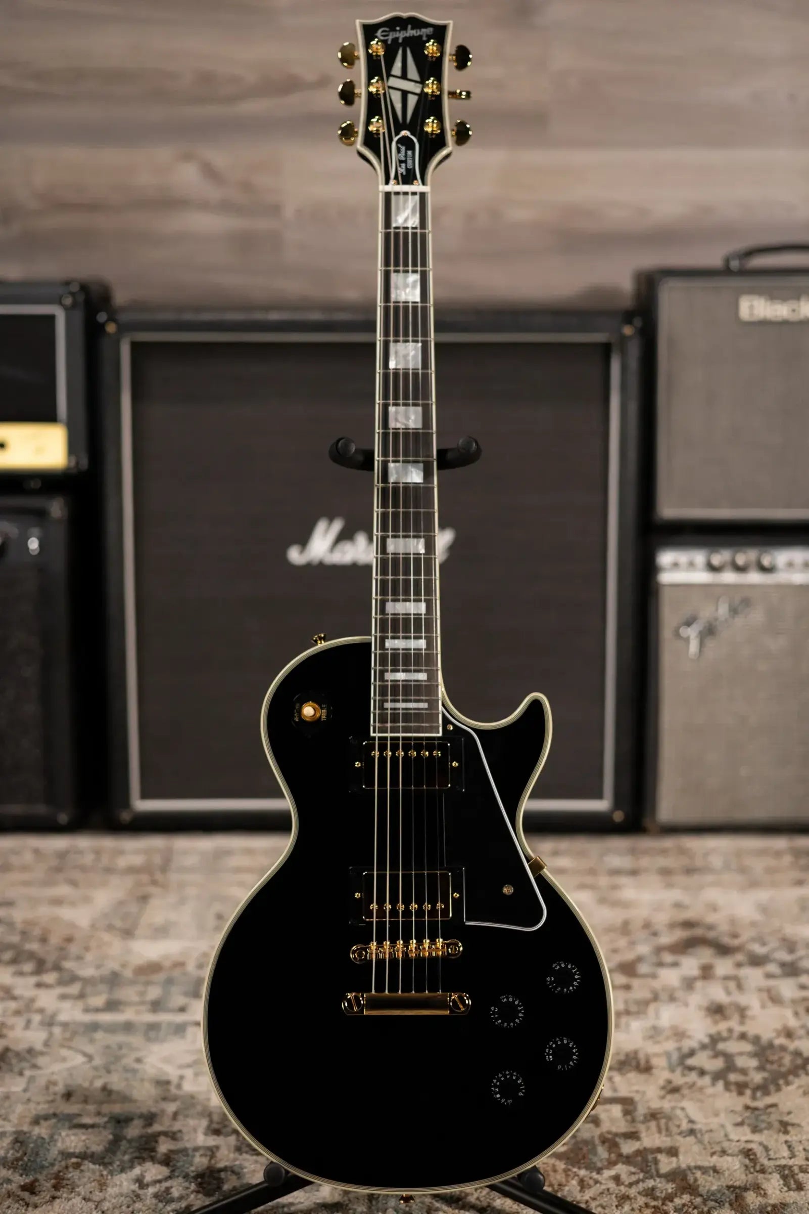 Epiphone Inspired By Gibson Les Paul Custom Electric Guitar - Ebony with Hardshell Case