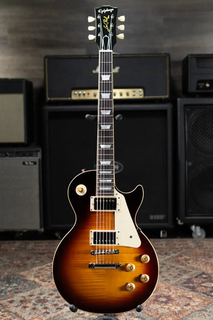 Epiphone Inspired by Gibson 1959 Les Paul Standard Reissue Electric Guitar - Washed Bourbon Burst with Hardshell Case