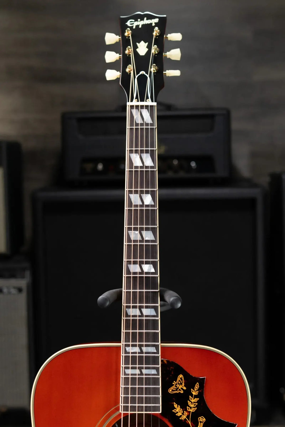 Epiphone Inspired by Gibson 1960 Hummingbird Reissue Acoustic/Electric Guitar - Heritage Cherry Sunburst with Hardshell Case
