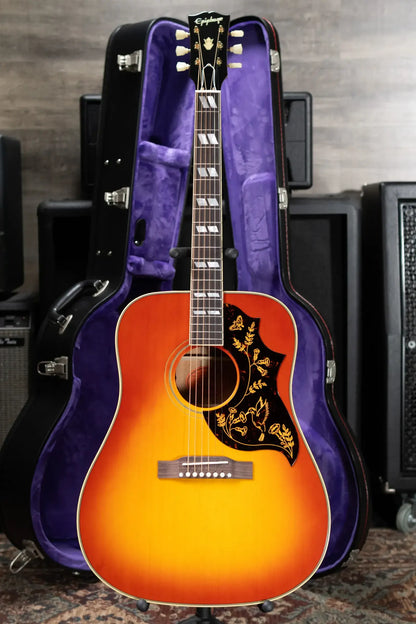 Epiphone Inspired by Gibson 1960 Hummingbird Reissue Acoustic/Electric Guitar - Heritage Cherry Sunburst with Hardshell Case