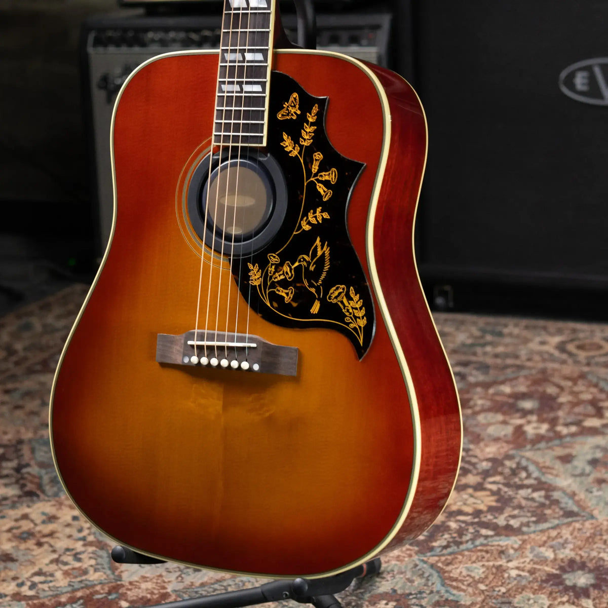 Epiphone Inspired by Gibson 1960 Hummingbird Reissue Acoustic/Electric Guitar - Heritage Cherry Sunburst with Hardshell Case
