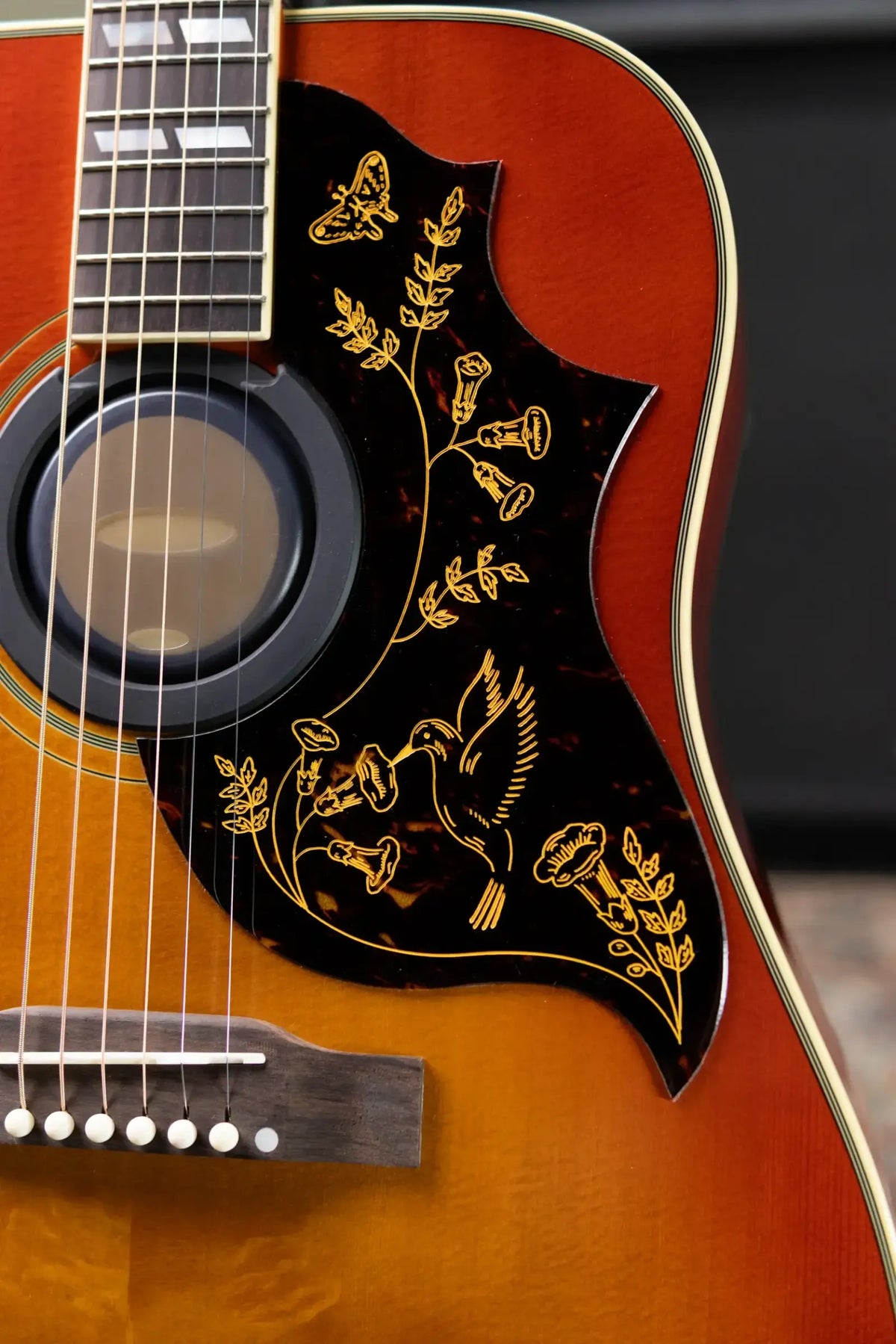 Epiphone Inspired by Gibson 1960 Hummingbird Reissue Acoustic/Electric Guitar - Heritage Cherry Sunburst with Hardshell Case