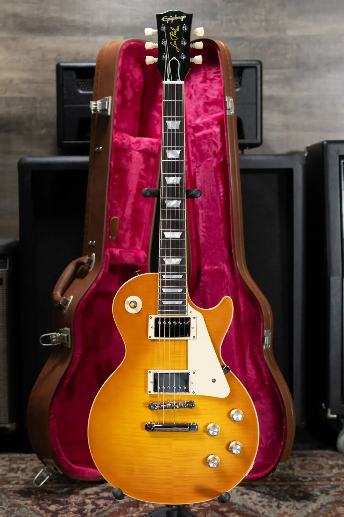 Epiphone Inspired by Gibson 1960 Les Paul Standard Reissue Electric Guitar - Iced Tea Burst with Hardshell Case