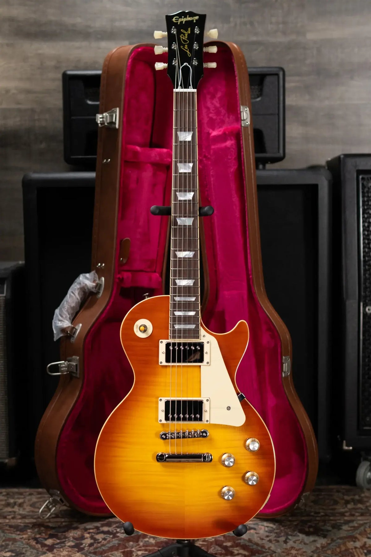 Epiphone Inspired by Gibson 1960 Les Paul Standard Reissue Electric Guitar - Washed Cherry Sunburst with Hardshell Case