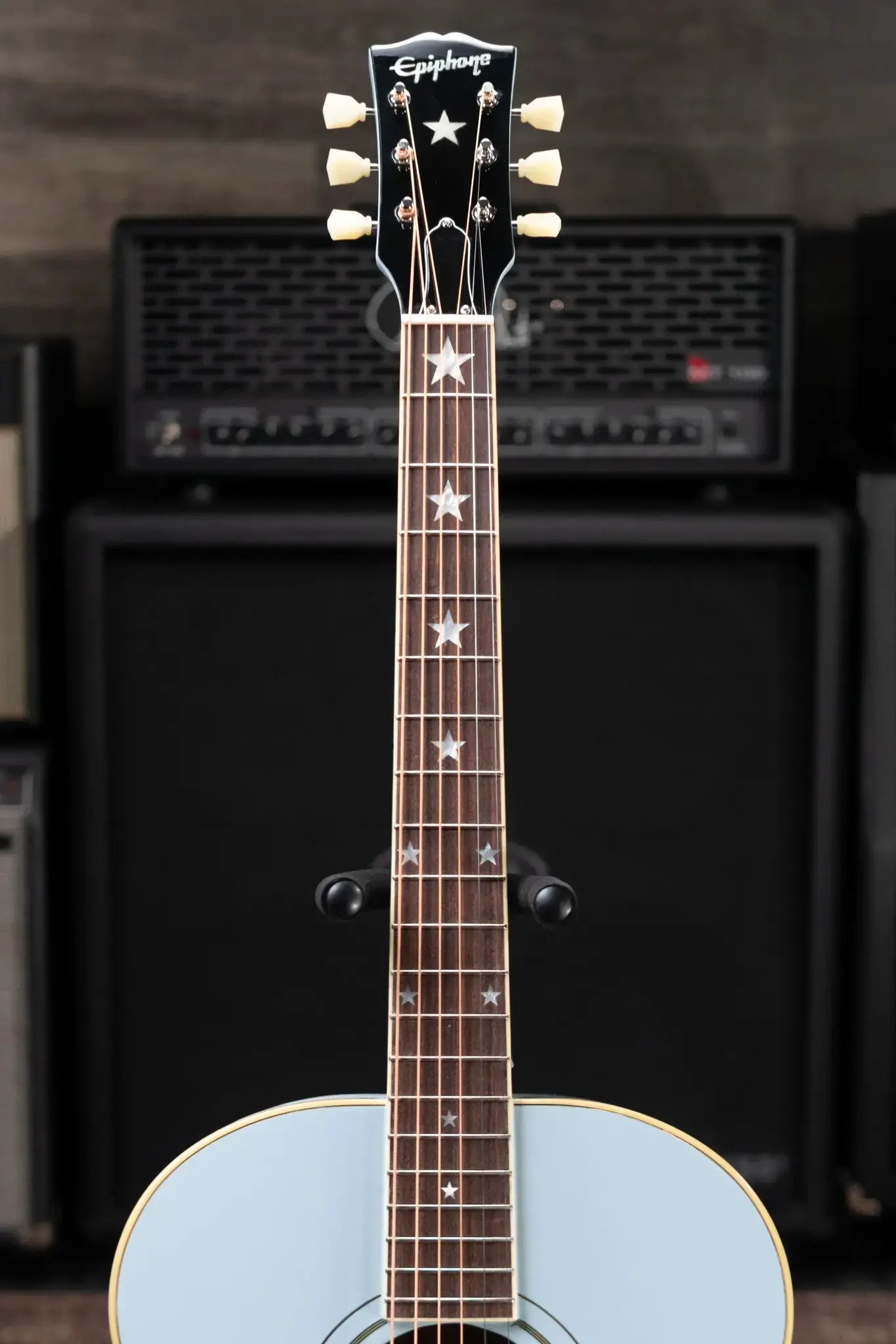 Epiphone Inspired by Gibson J-180 LS Acoustic/Electric Guitar - Frost Blue with Hardshell Case