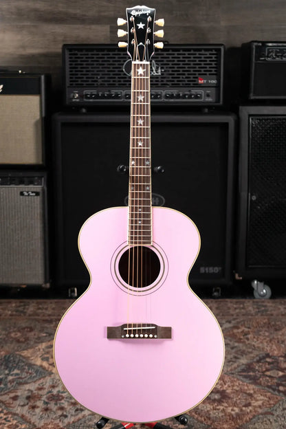 Epiphone Inspired by Gibson J-180 LS Acoustic/Electric Guitar - Pink with Hardshell Case