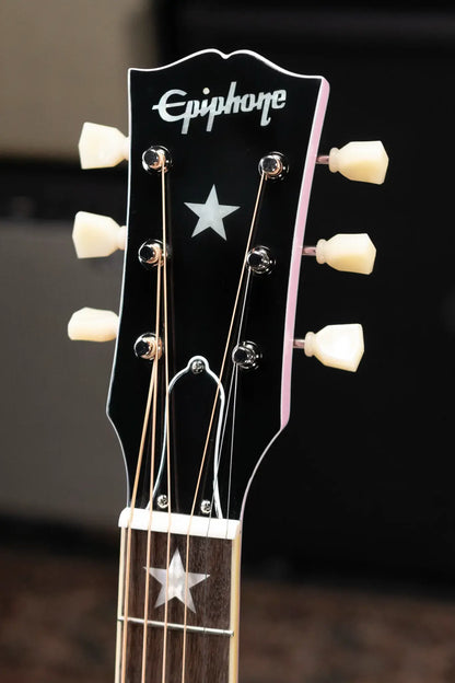 Epiphone Inspired by Gibson J-180 LS Acoustic/Electric Guitar - Pink with Hardshell Case