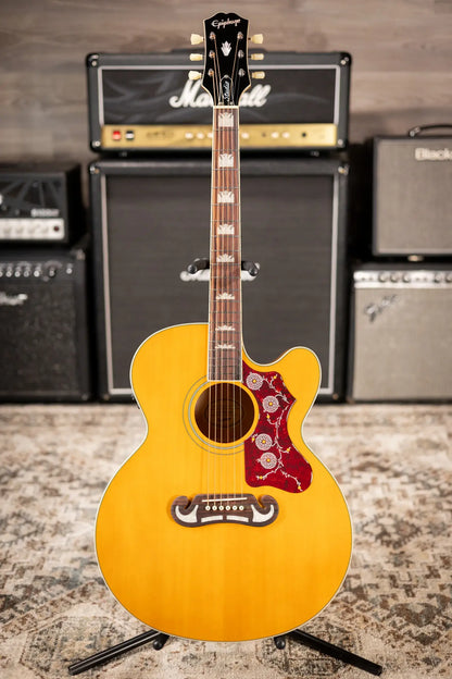 Epiphone J-200 Studio EC Acoustic/Electric Guitar - Antique Natural with Gig Bag