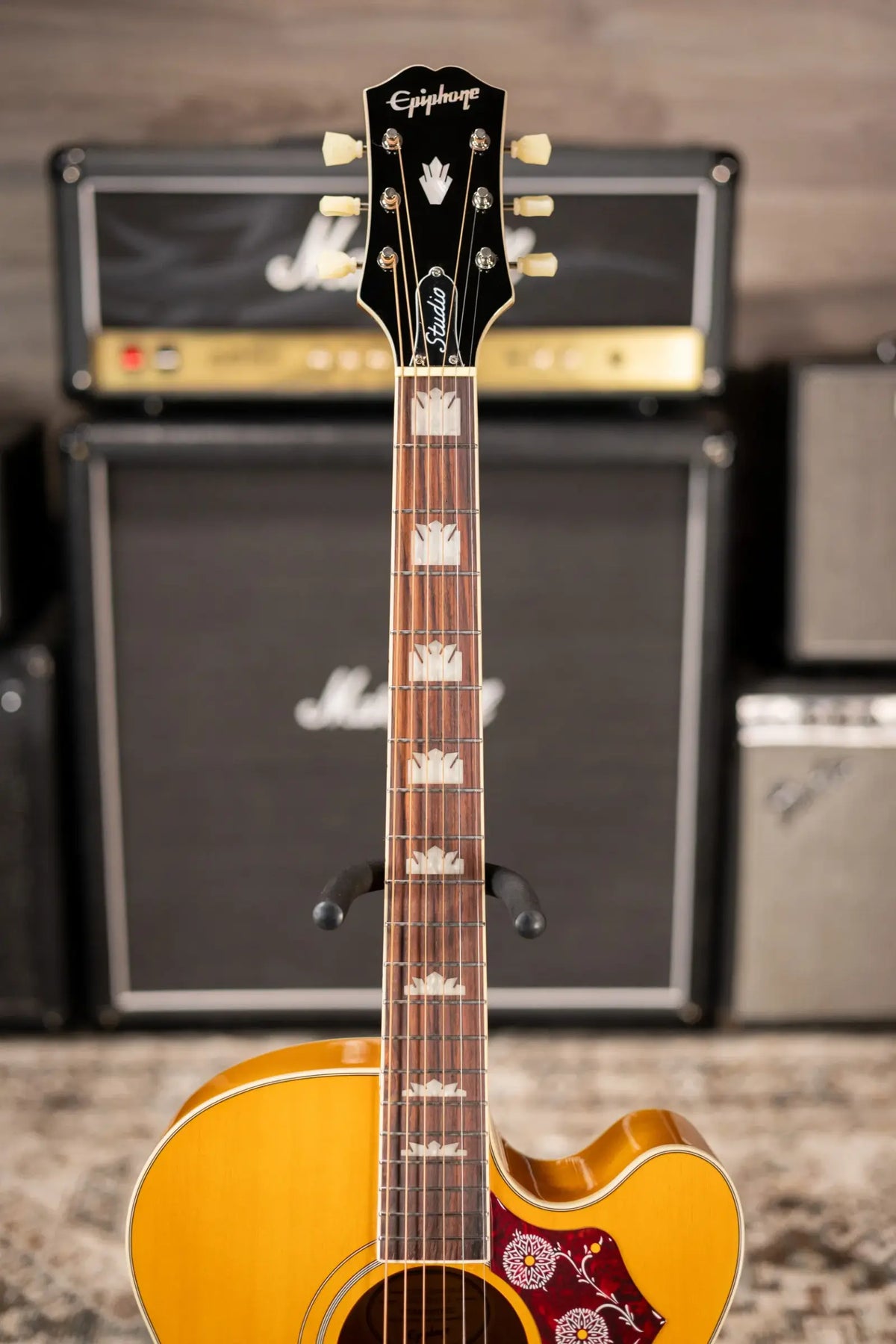 Epiphone J-200 Studio EC Acoustic/Electric Guitar - Antique Natural with Gig Bag