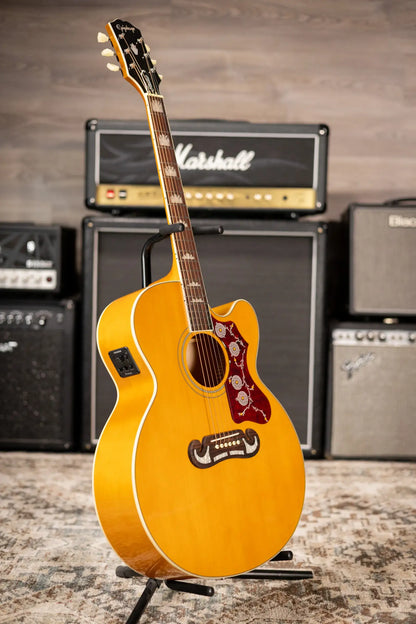 Epiphone J-200 Studio EC Acoustic/Electric Guitar - Antique Natural with Gig Bag
