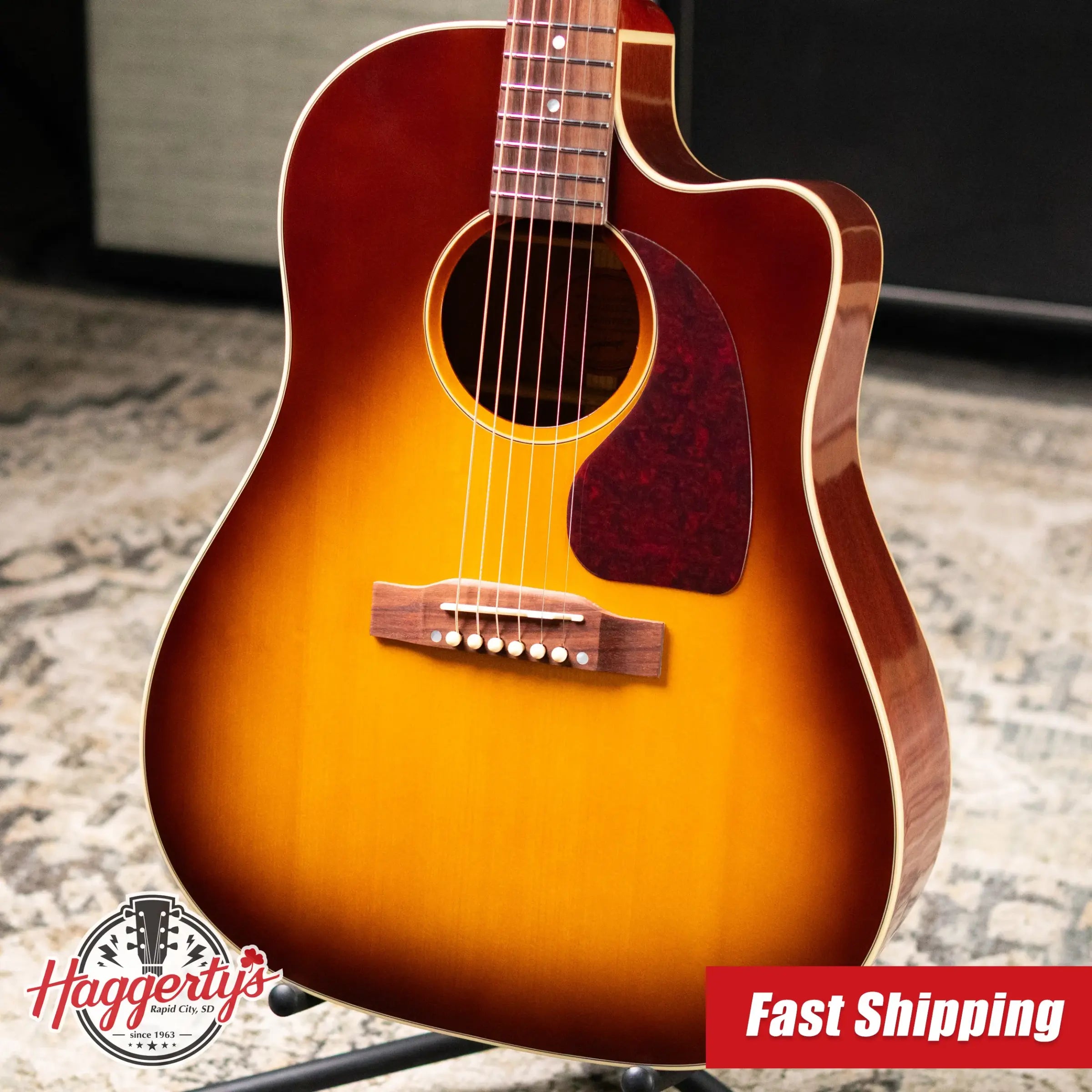 Epiphone J-45 Standard EC Acoustic/Electric Guitar - Honeyburst with Gig Bag