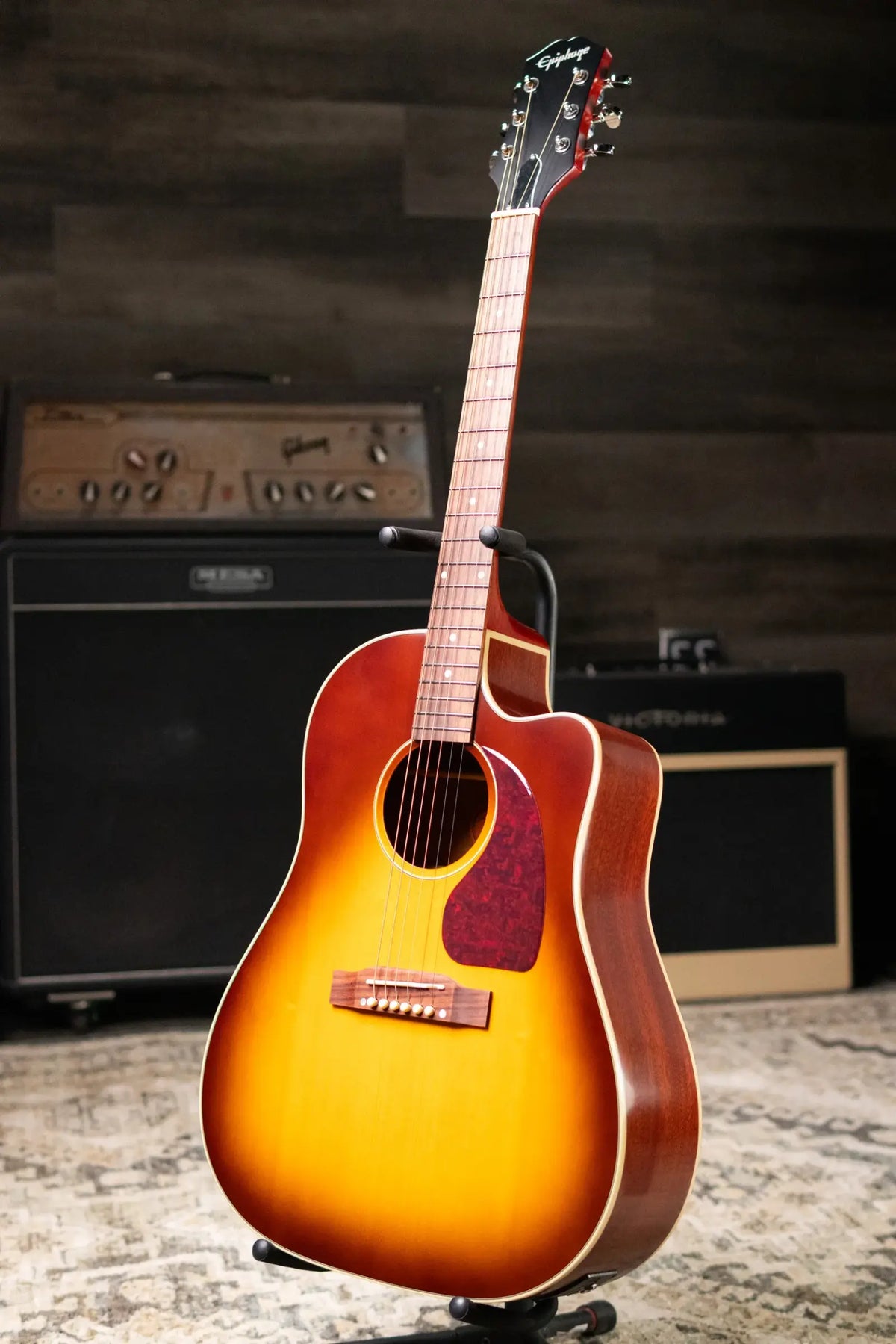 Epiphone J-45 Standard EC Acoustic/Electric Guitar - Honeyburst with Gig Bag