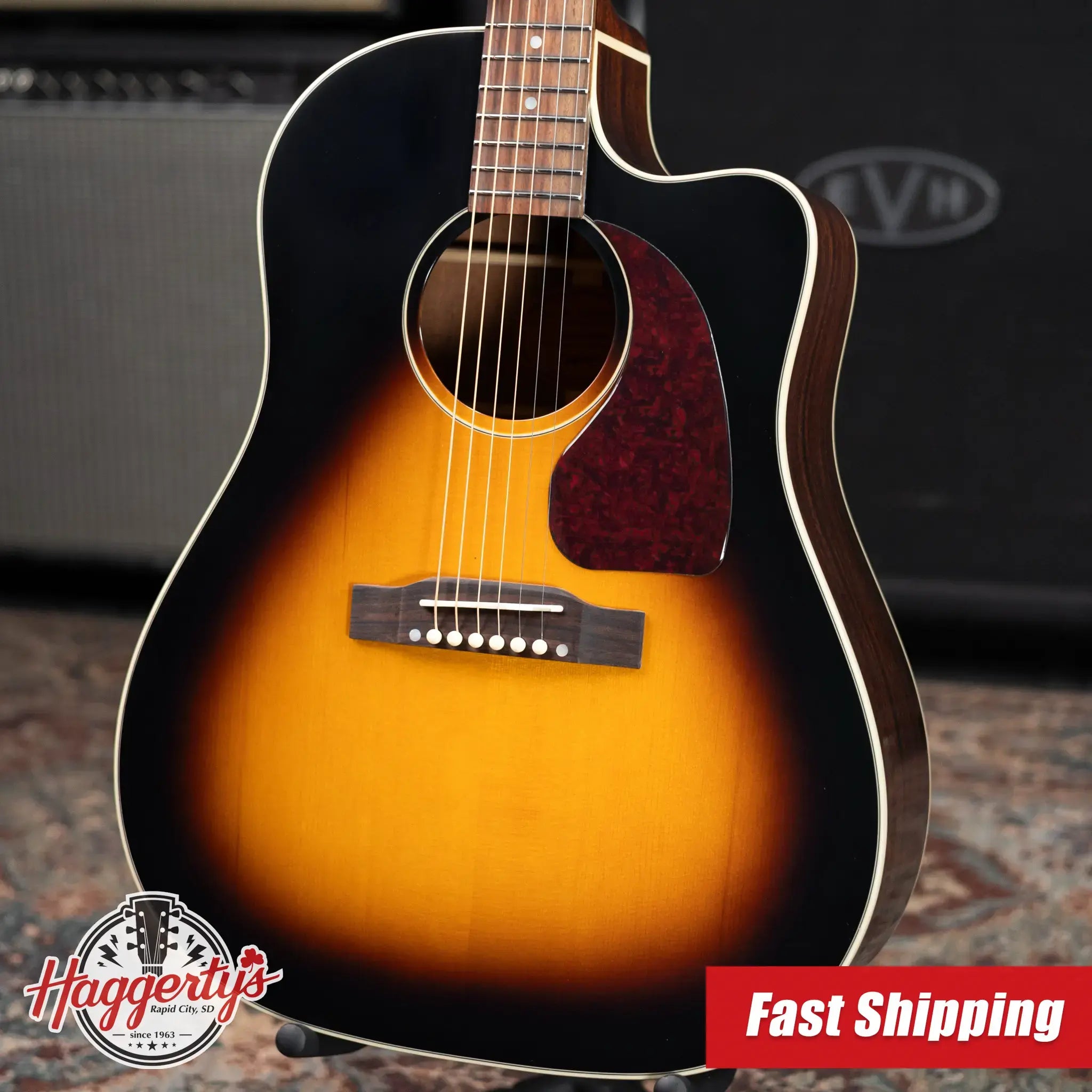 Epiphone J-45 Standard EC Acoustic/Electric Guitar - Vintage Sunburst with Gig Bag