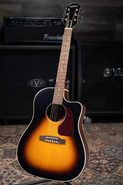 Epiphone J-45 Standard EC Acoustic/Electric Guitar - Vintage Sunburst with Gig Bag