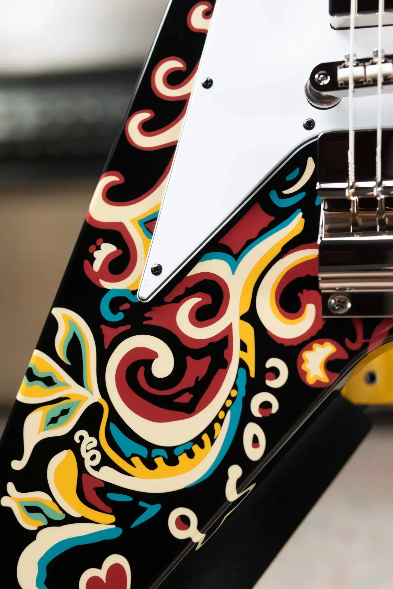Epiphone Jimi Hendrix "Love Drops" Flying V Electric Guitar - Ebony with Hard Case