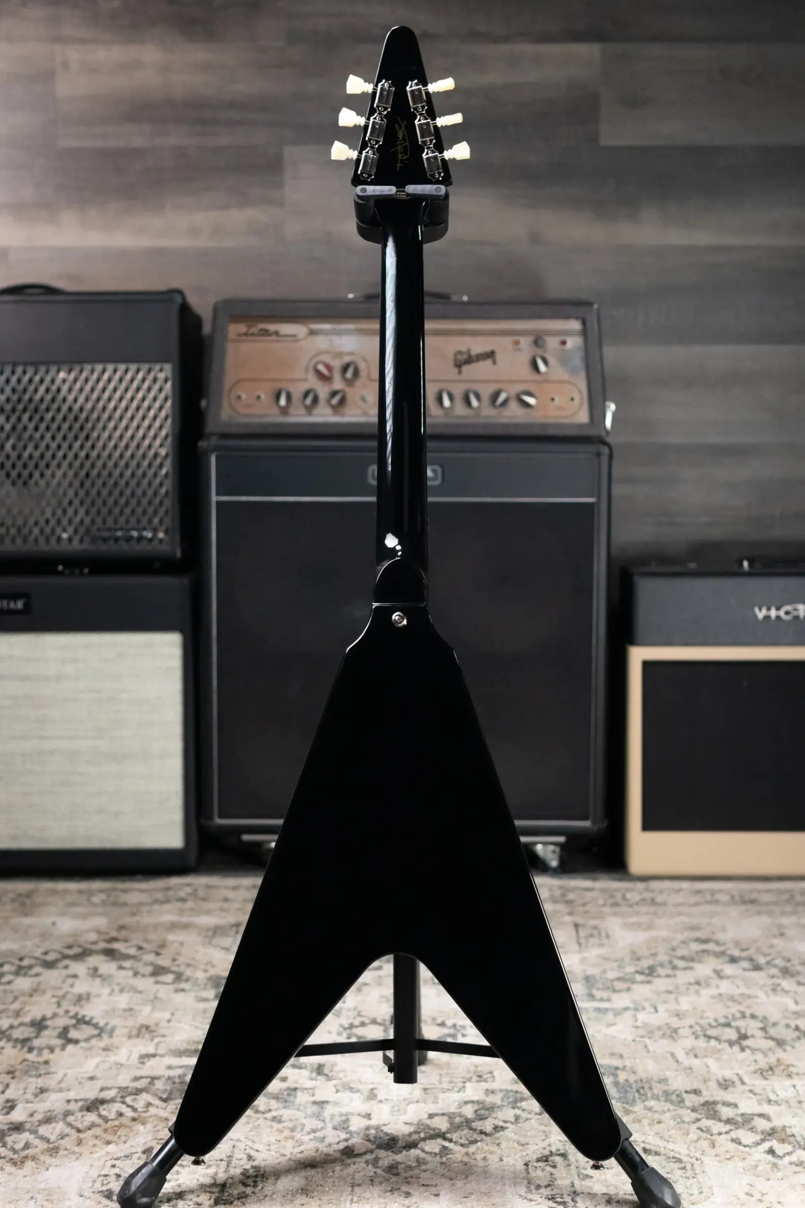 Epiphone Jimi Hendrix "Love Drops" Flying V Electric Guitar - Ebony with Hardshell Case - Floor Model