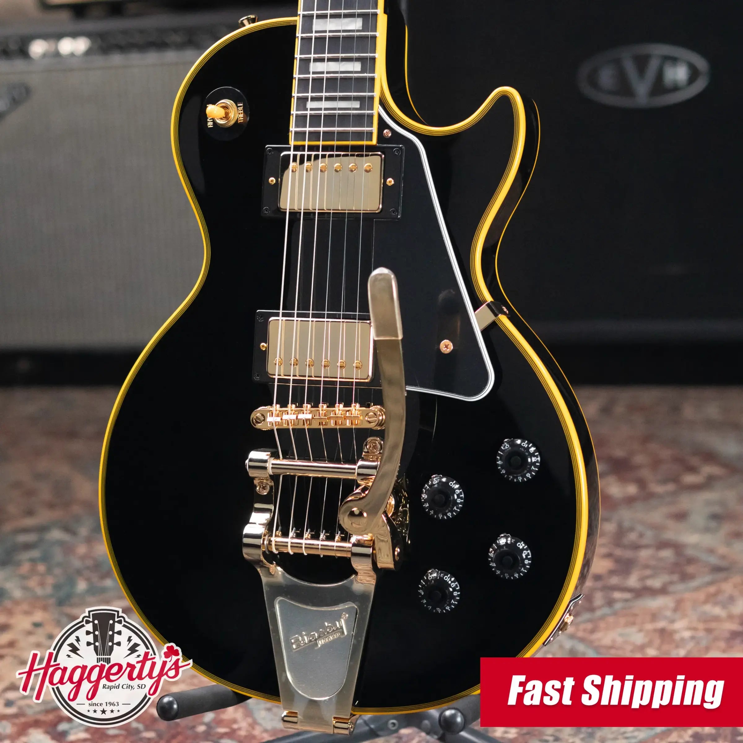 Epiphone Joe Bonamassa 1959 Les Paul Custom Electric Guitar - Antique Ebony with Hardshell Case