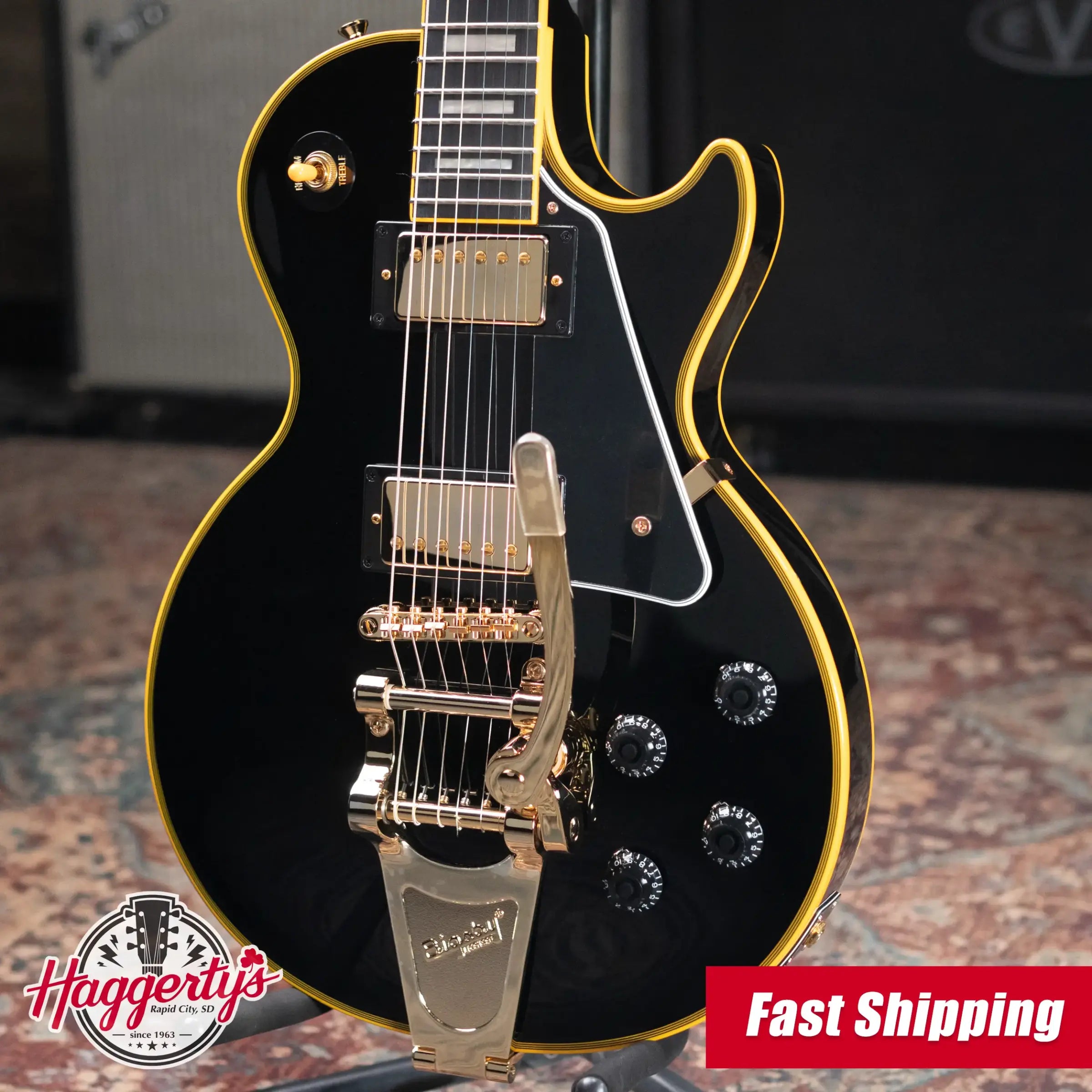 Epiphone Joe Bonamassa 1959 Les Paul Custom Electric Guitar - Antique Ebony with Hardshell Case