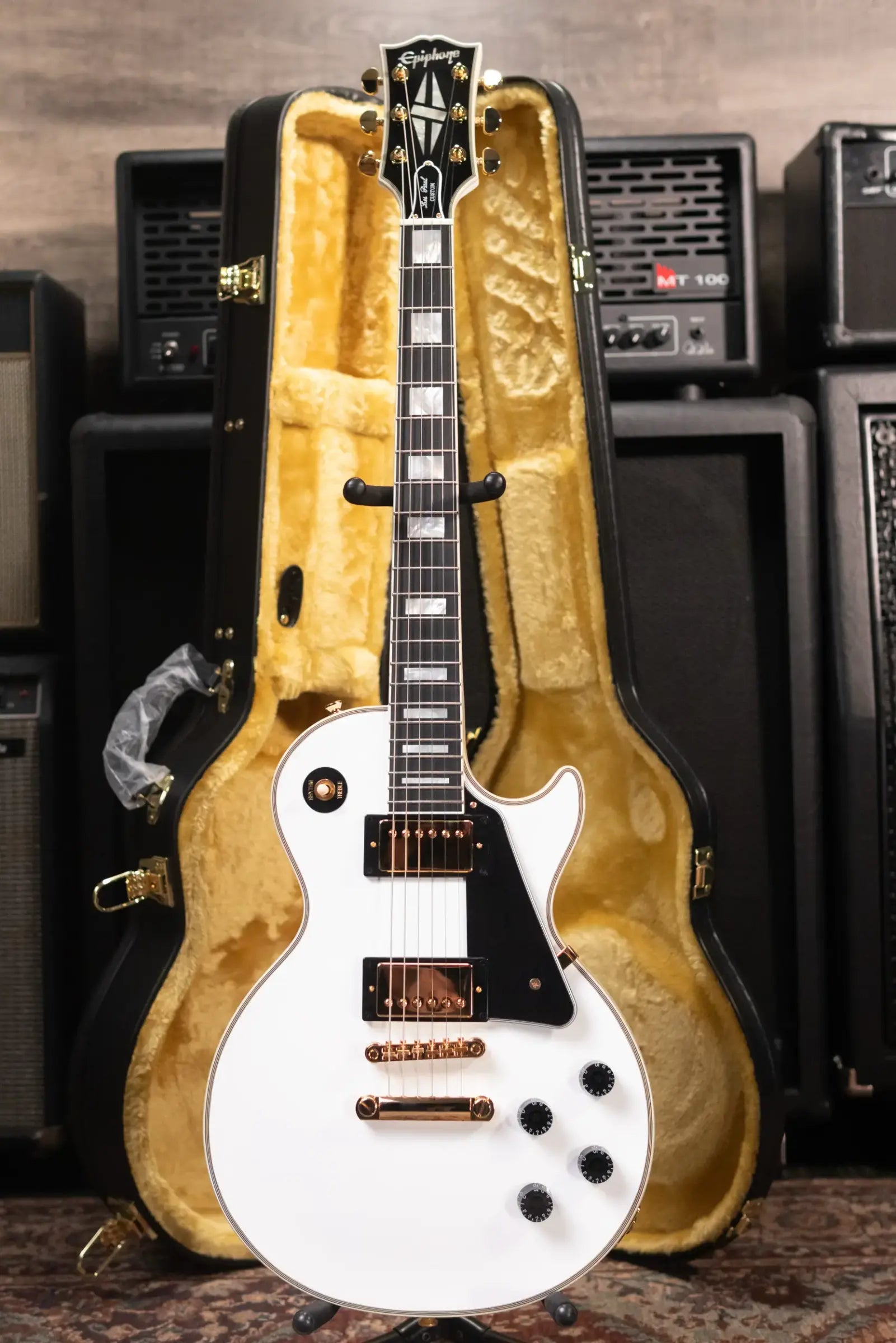 Epiphone Les Paul Custom Electric Guitar - Alpine White with Hardshell Case