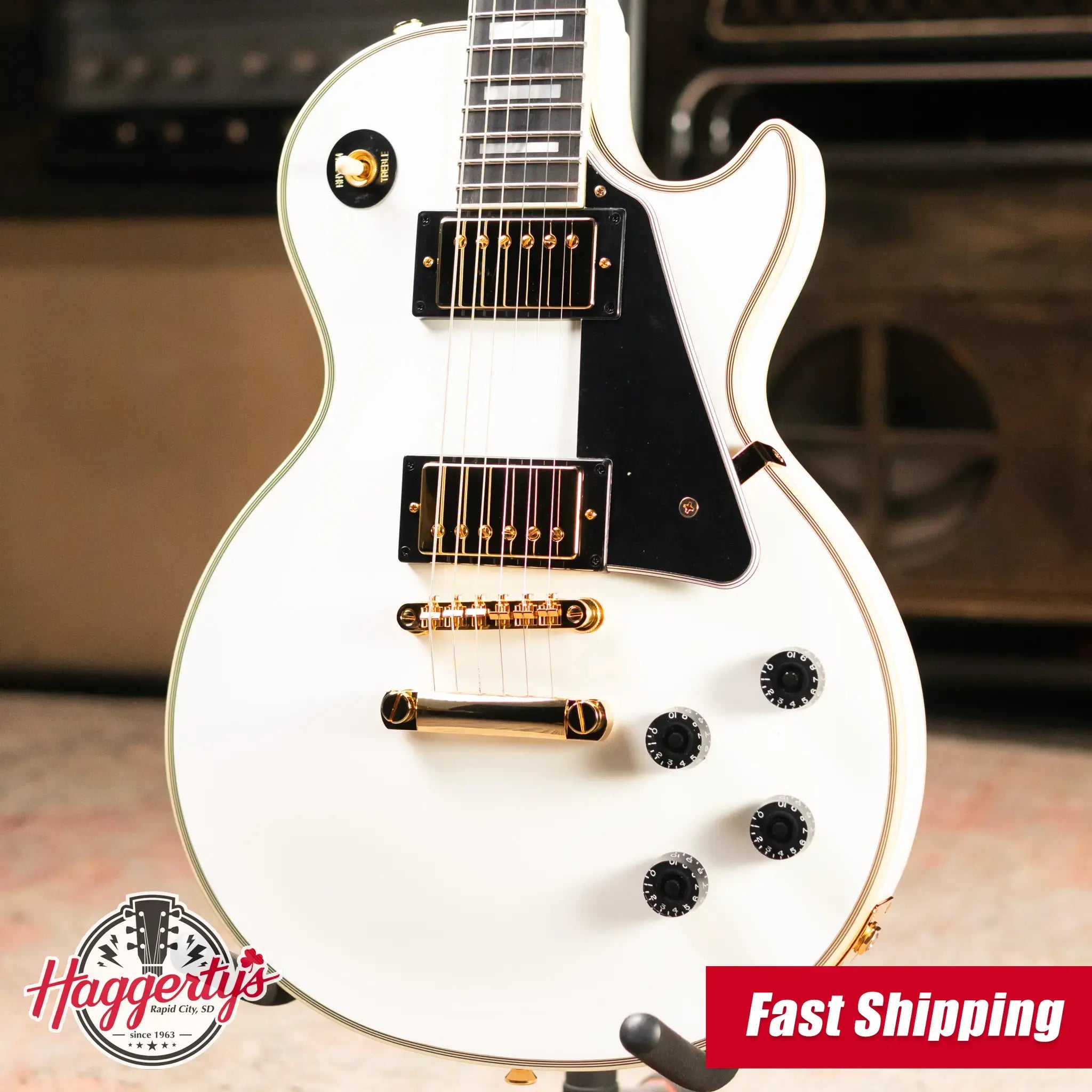 Epiphone Les Paul Custom Electric Guitar - Alpine White with Hardshell Case