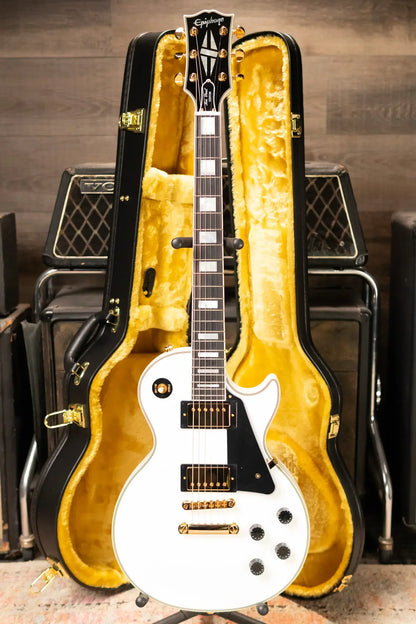 Epiphone Les Paul Custom Electric Guitar - Alpine White with Hardshell Case