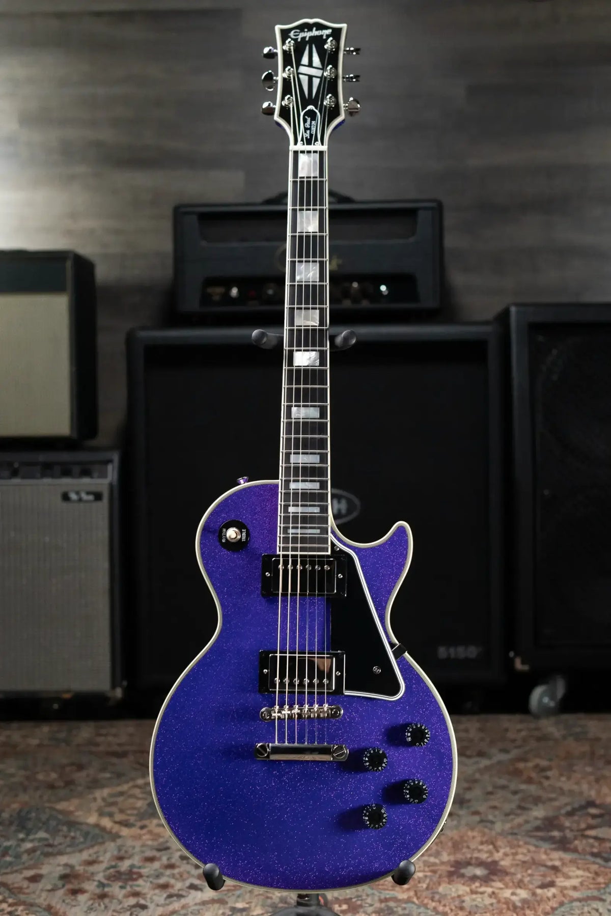 Epiphone Les Paul Custom Electric Guitar - Amethyst Sparkle with Hardshell Case