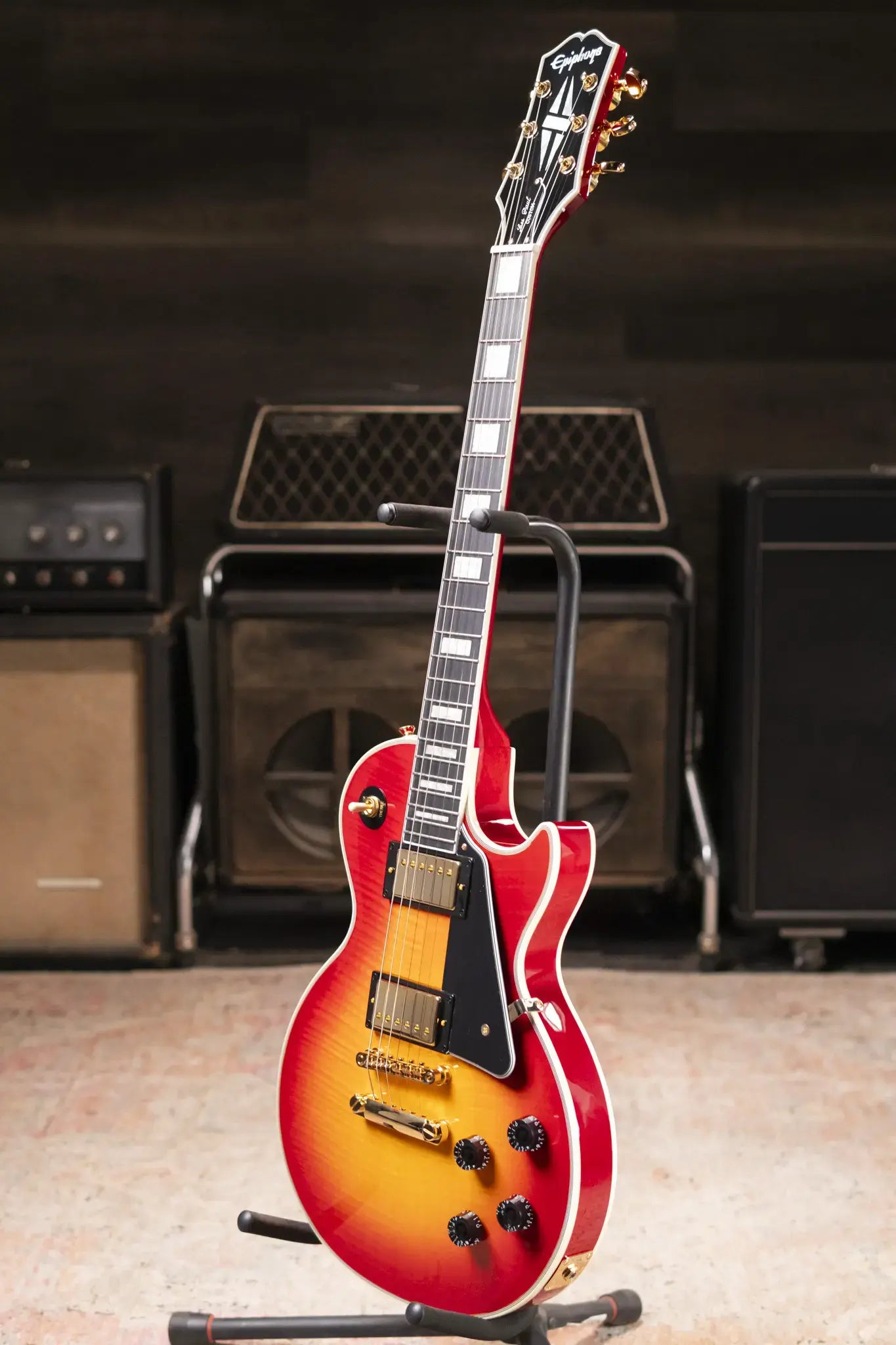 Epiphone Les Paul Custom Electric Guitar - Heritage Cherry Sunburst with Gig Bag