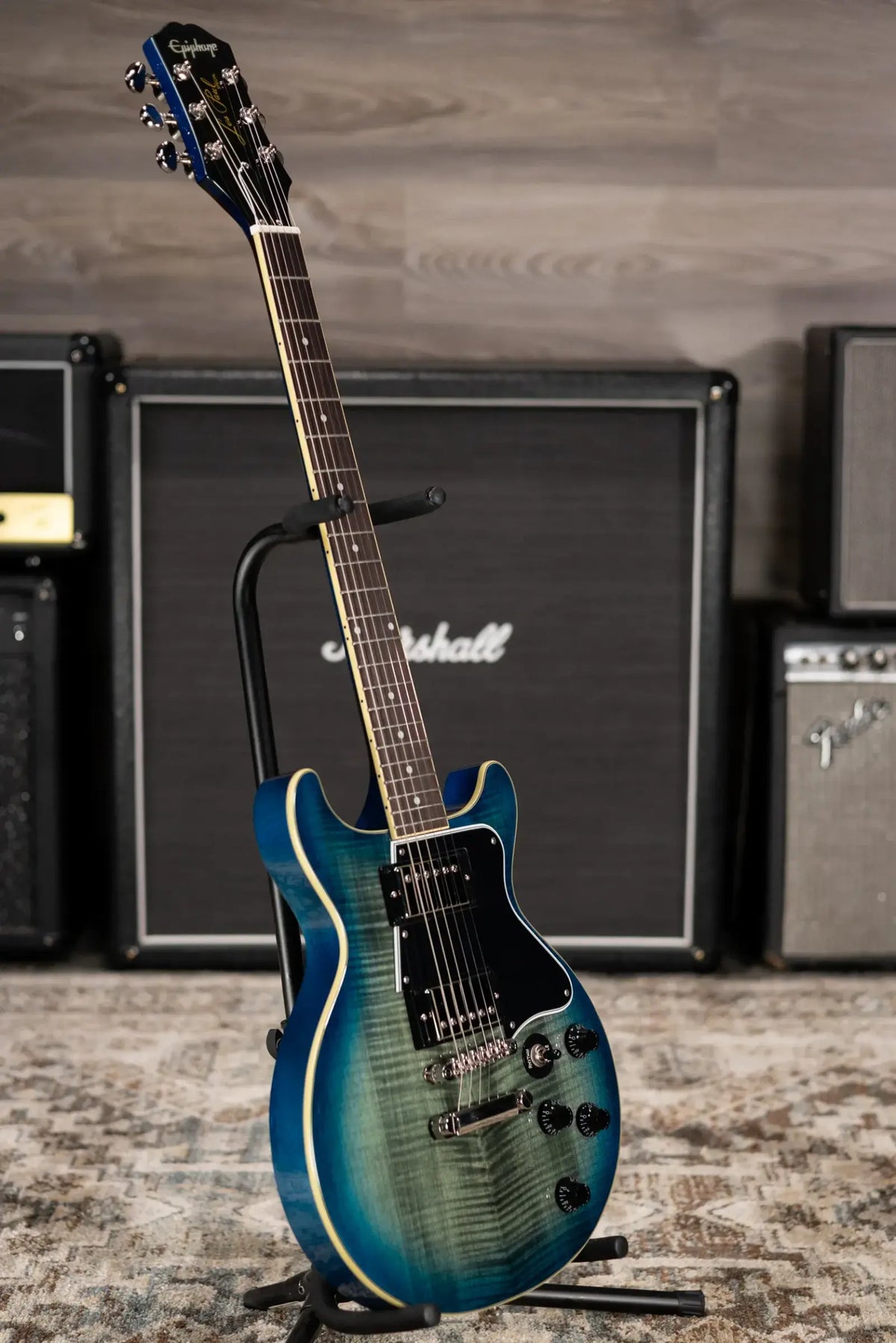Epiphone Les Paul Special Double Cut Figured Electric Guitar - Ocean Water Perimeter with Gig Bag