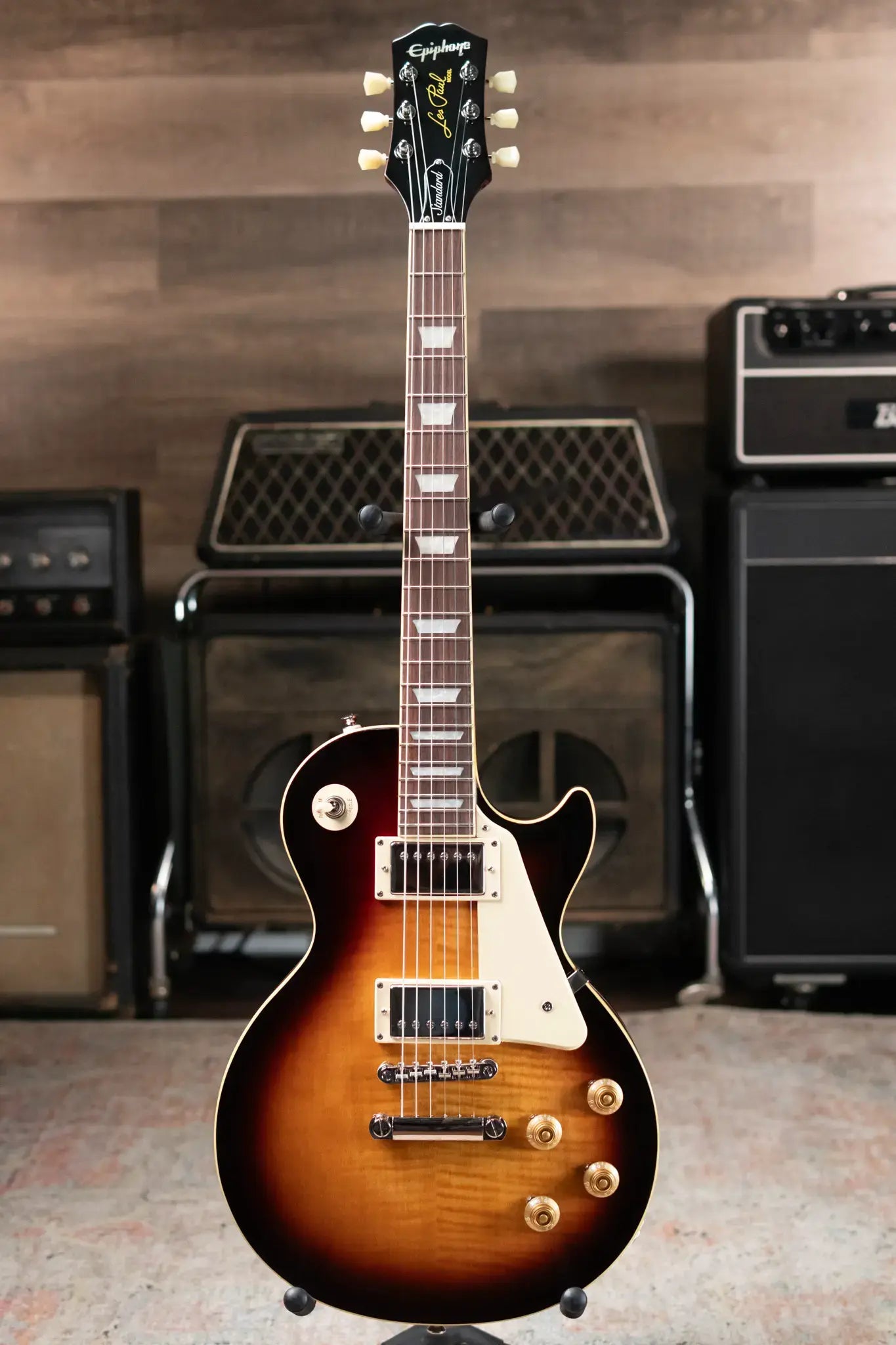 Epiphone Les Paul Standard 50s Figured Electric Guitar Bourbon Burst with Gig Bag 6787bbf022b16