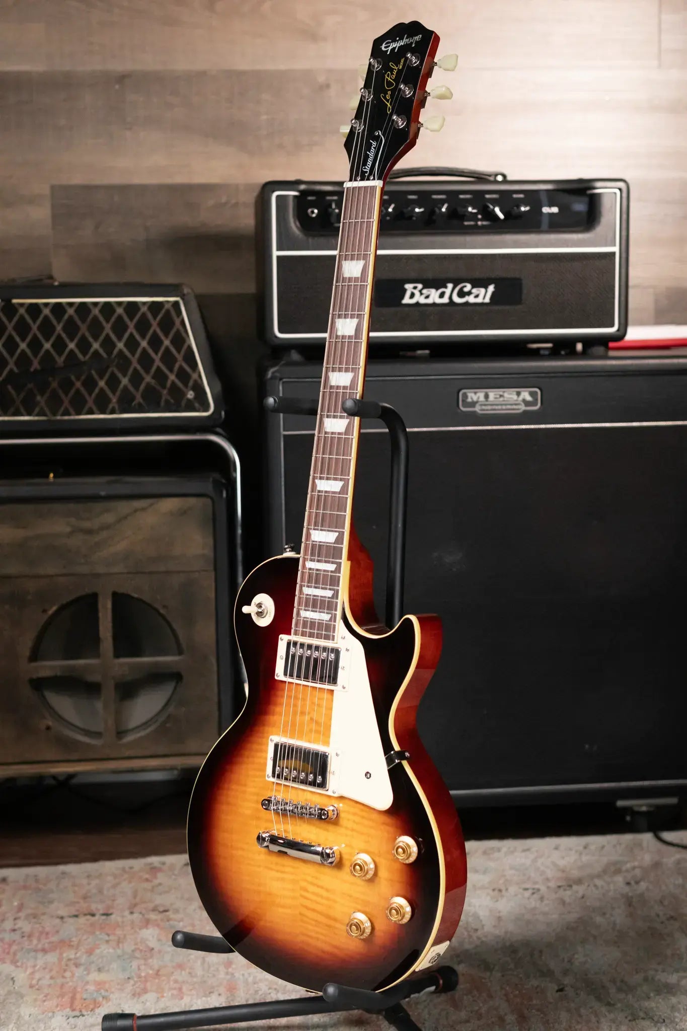 Epiphone Les Paul Standard 50s Figured Electric Guitar Bourbon Burst with Gig Bag 6787bbf87a4e9