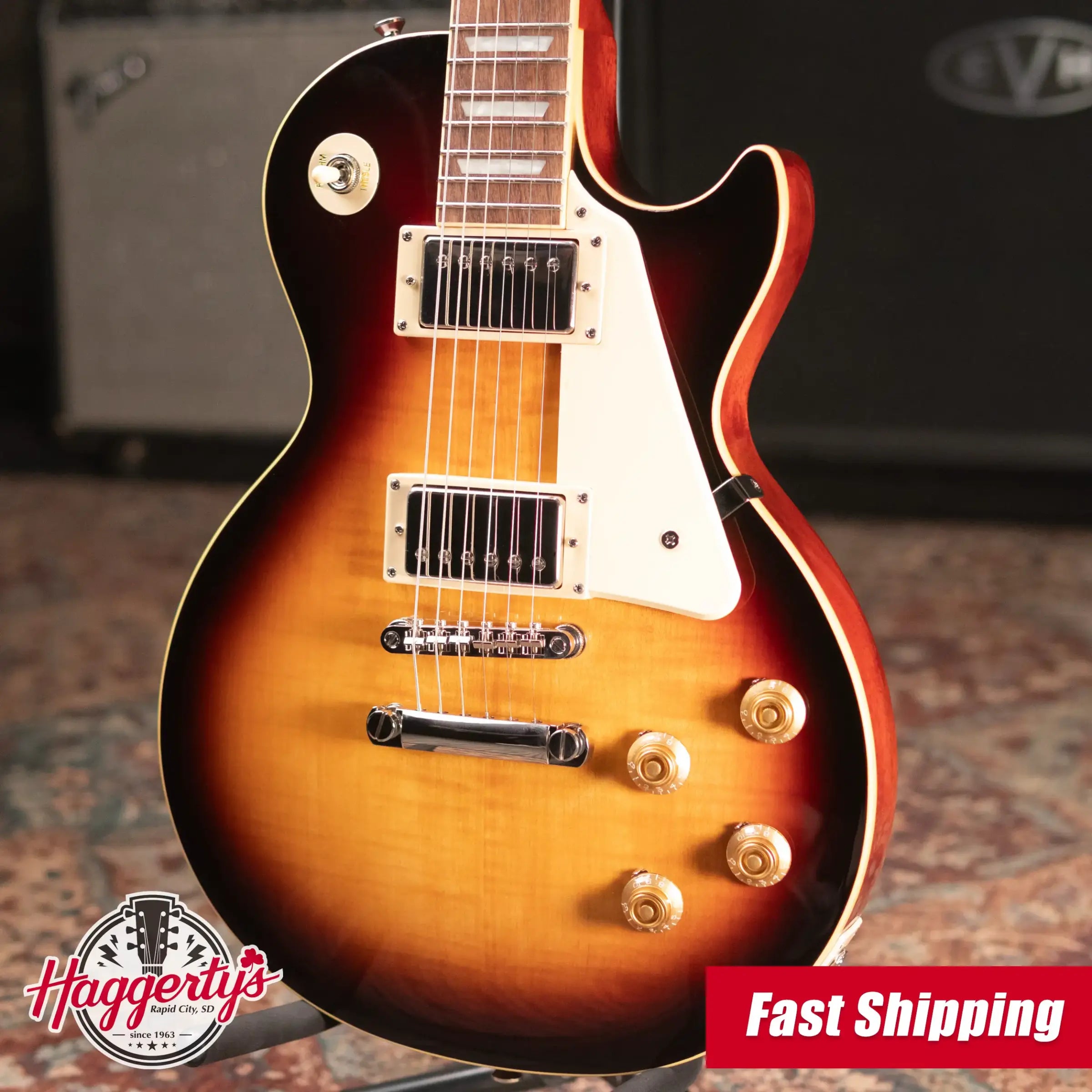 Epiphone Les Paul Standard 50s Figured Electric Guitar - Bourbon Burst with Gig Bag