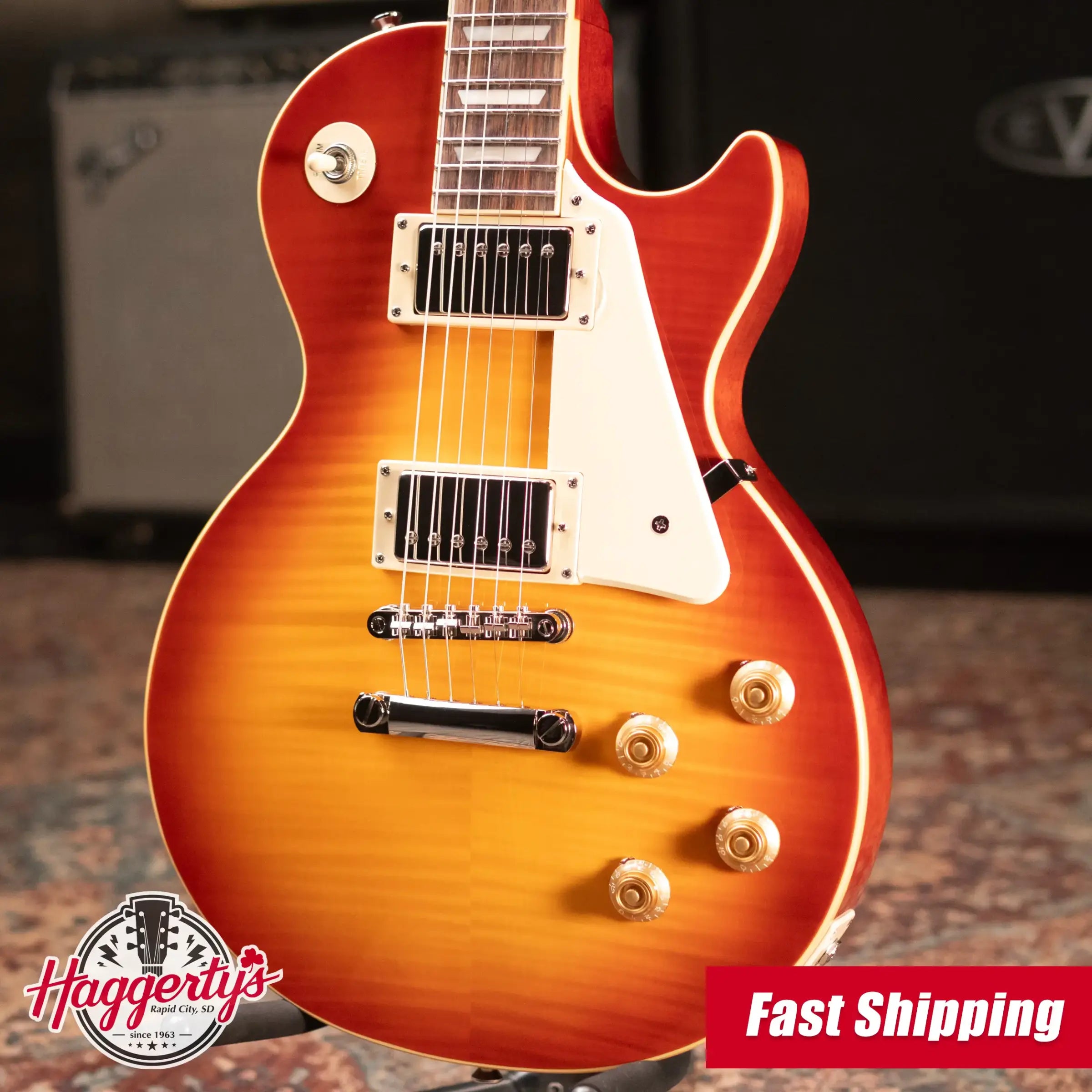 Epiphone Les Paul Standard 50s Figured Electric Guitar - Washed Cherry Sunburst with Gig Bag