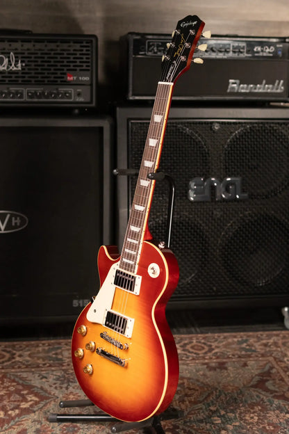Epiphone Les Paul Standard 50s Figured Left Handed Electric Guitar - Washed Cherry Sunburst with Gig Bag
